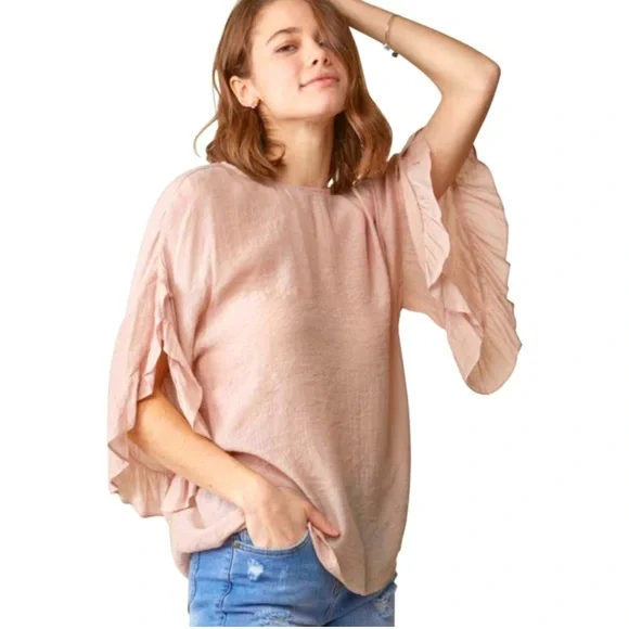 Doe & Rae Pink Ruffle Blouse Brand New - Picture 1 of 4